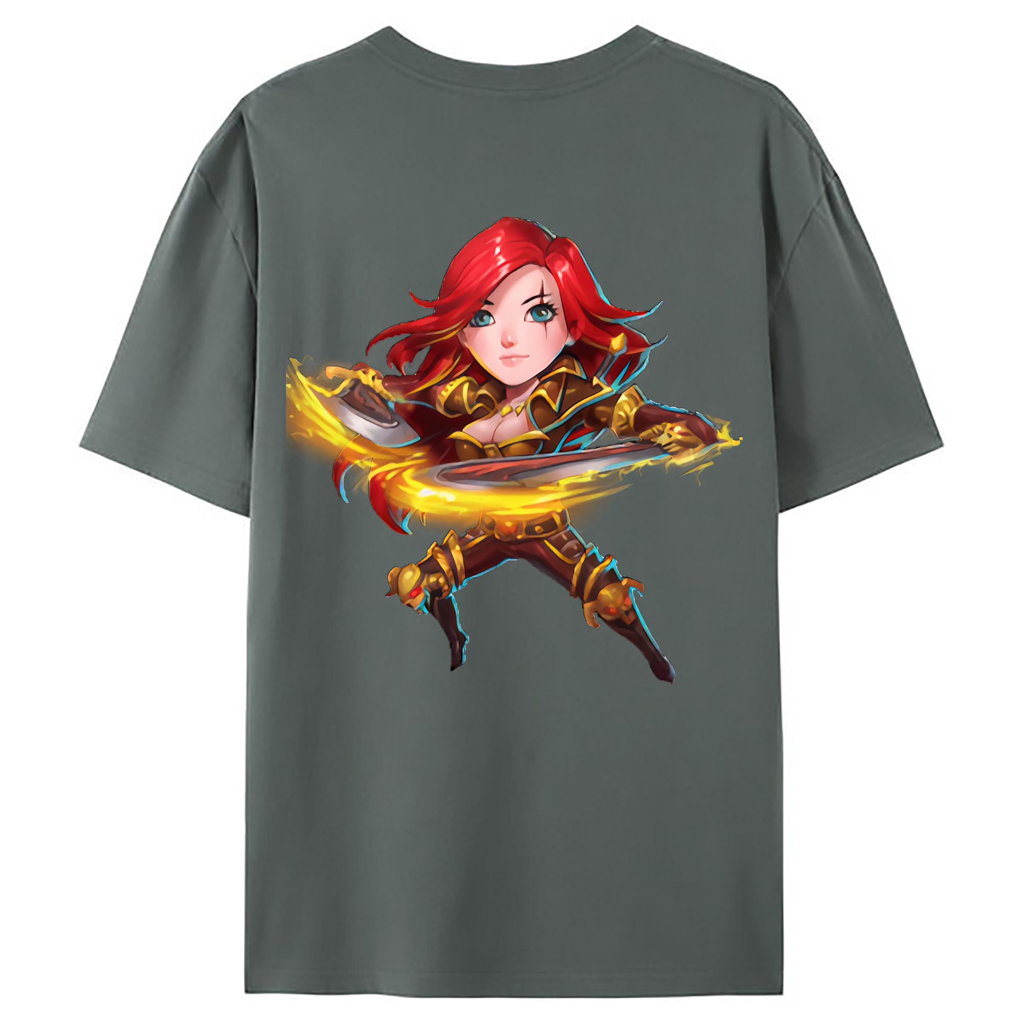 （画像用） リーグ・オブ・レジェンド League of Legends LOL 綿100％ メンズ半袖Tシャツ（バックプリント） 通気性